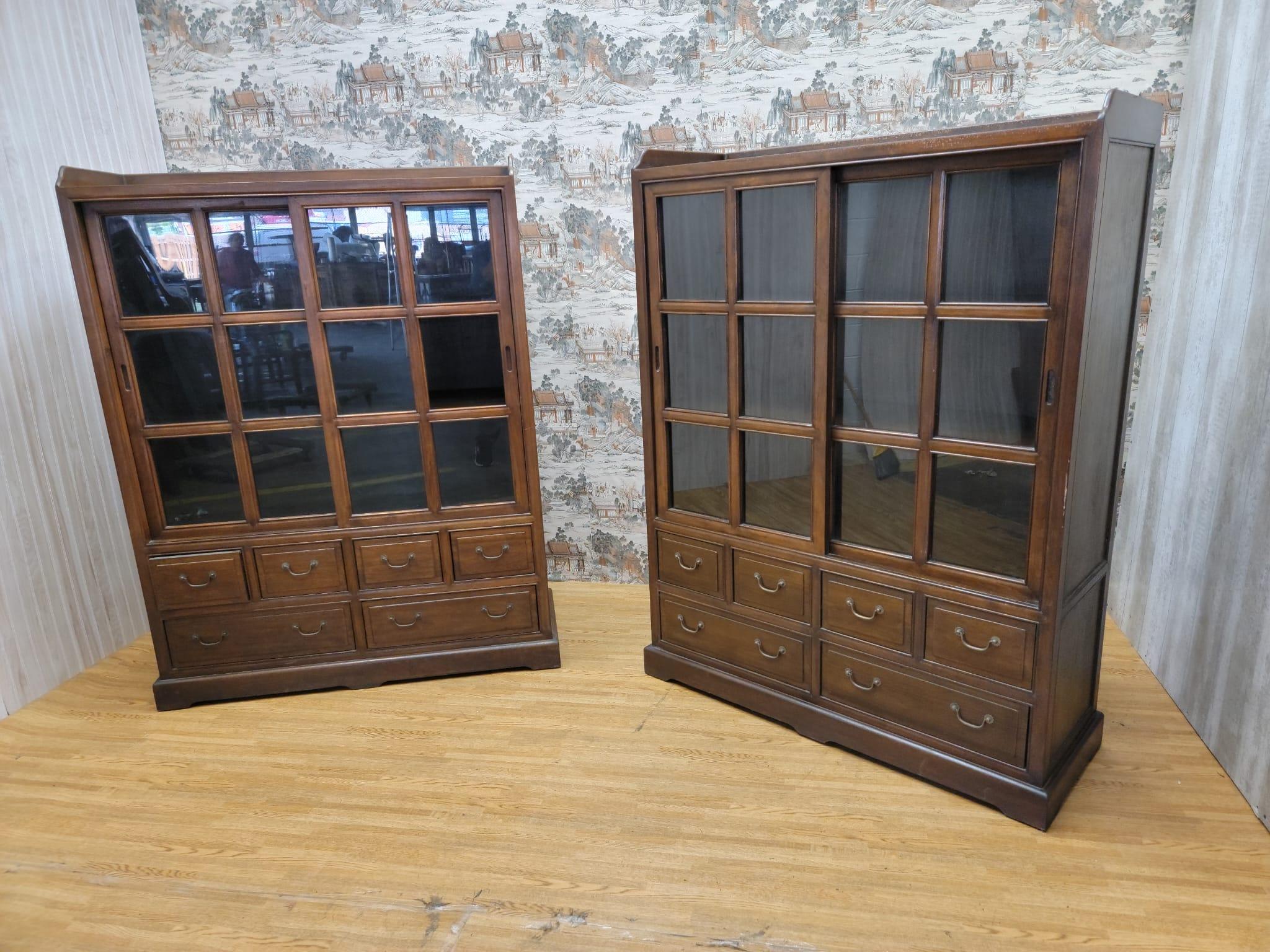 Vintage Chinese Elm Display Cabinets / Bookcases  For Sale 5