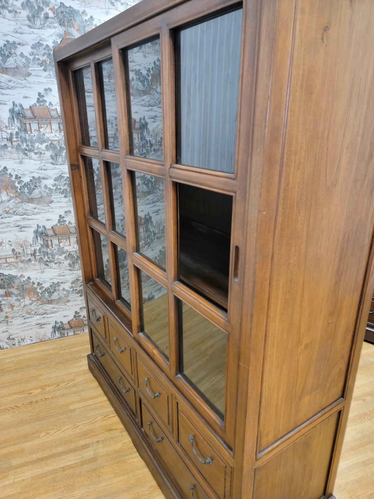 Late 20th Century Vintage Chinese Elm Display Cabinets / Bookcases  For Sale