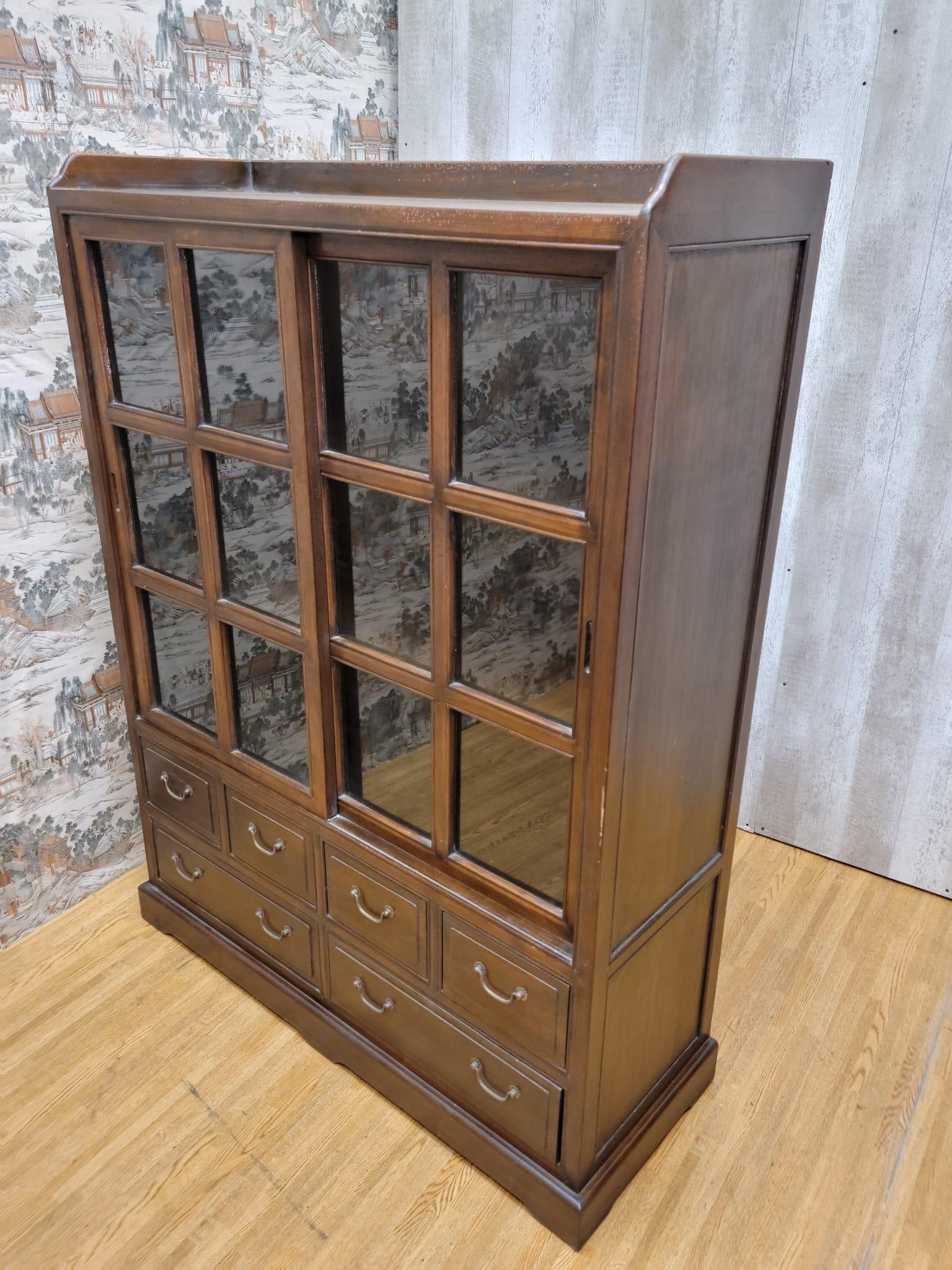 Vintage Chinese Elm Display Cabinets / Bookcases  For Sale 1