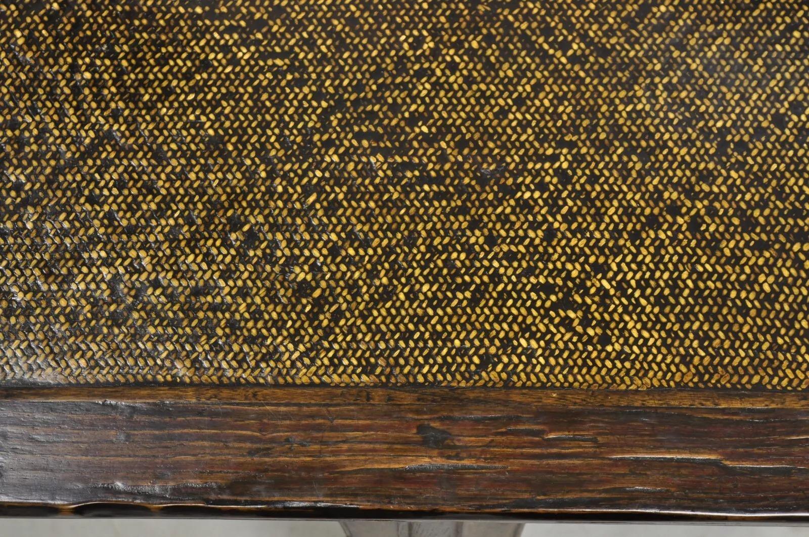 Vintage Chinese Elm Lacquered Cane Double Chairback Hall Bench Settee Sofa (Gehstock) im Angebot