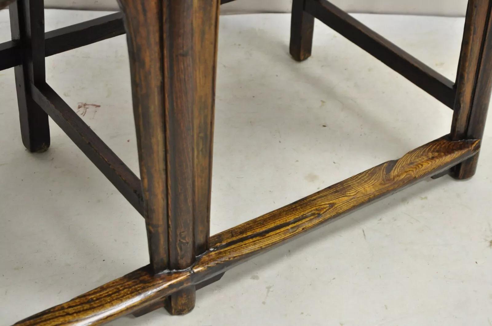 Vintage Chinese Elm Lacquered Cane Double Chairback Hall Bench Settee Sofa im Angebot 2