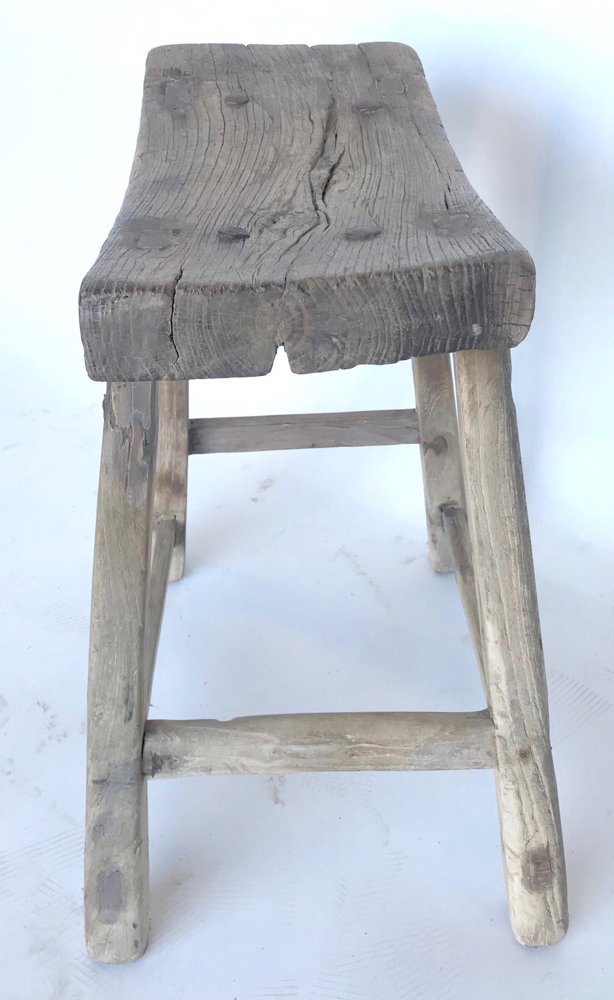 Vintage Chinese Elm Stool/Side Table In Good Condition In Los Angeles, CA