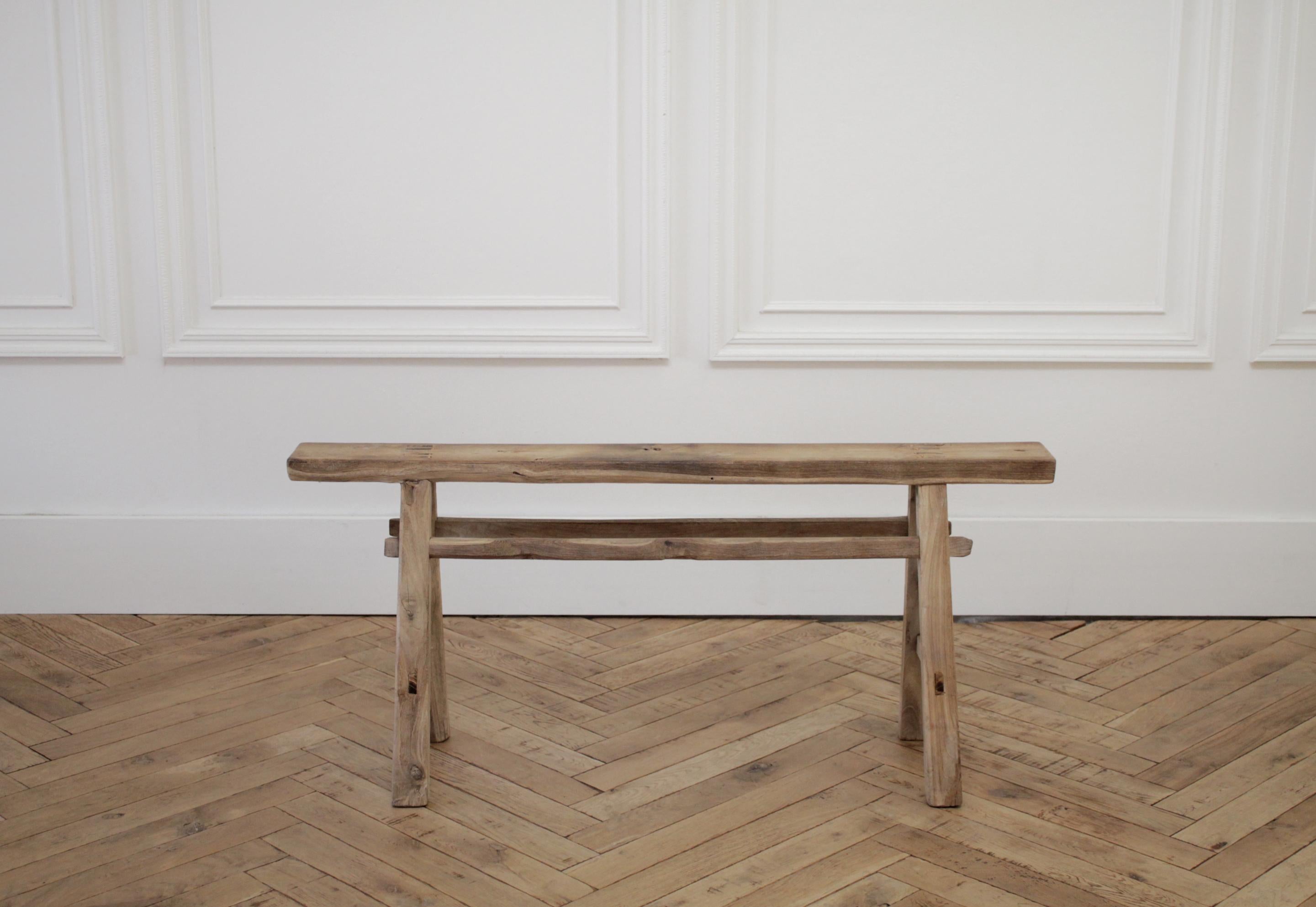 Vintage elm wood bench 
Size: 43.25