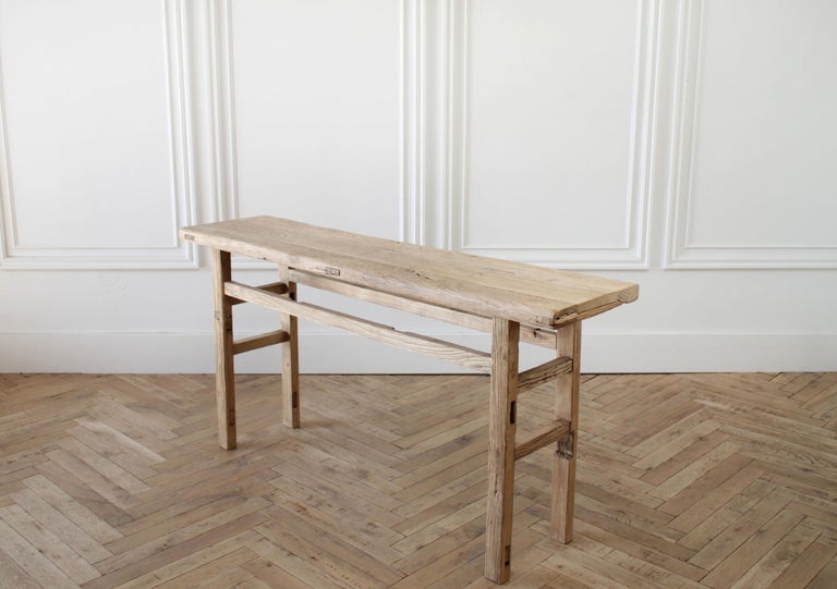Vintage Elm Wood Console Table At 1stdibs