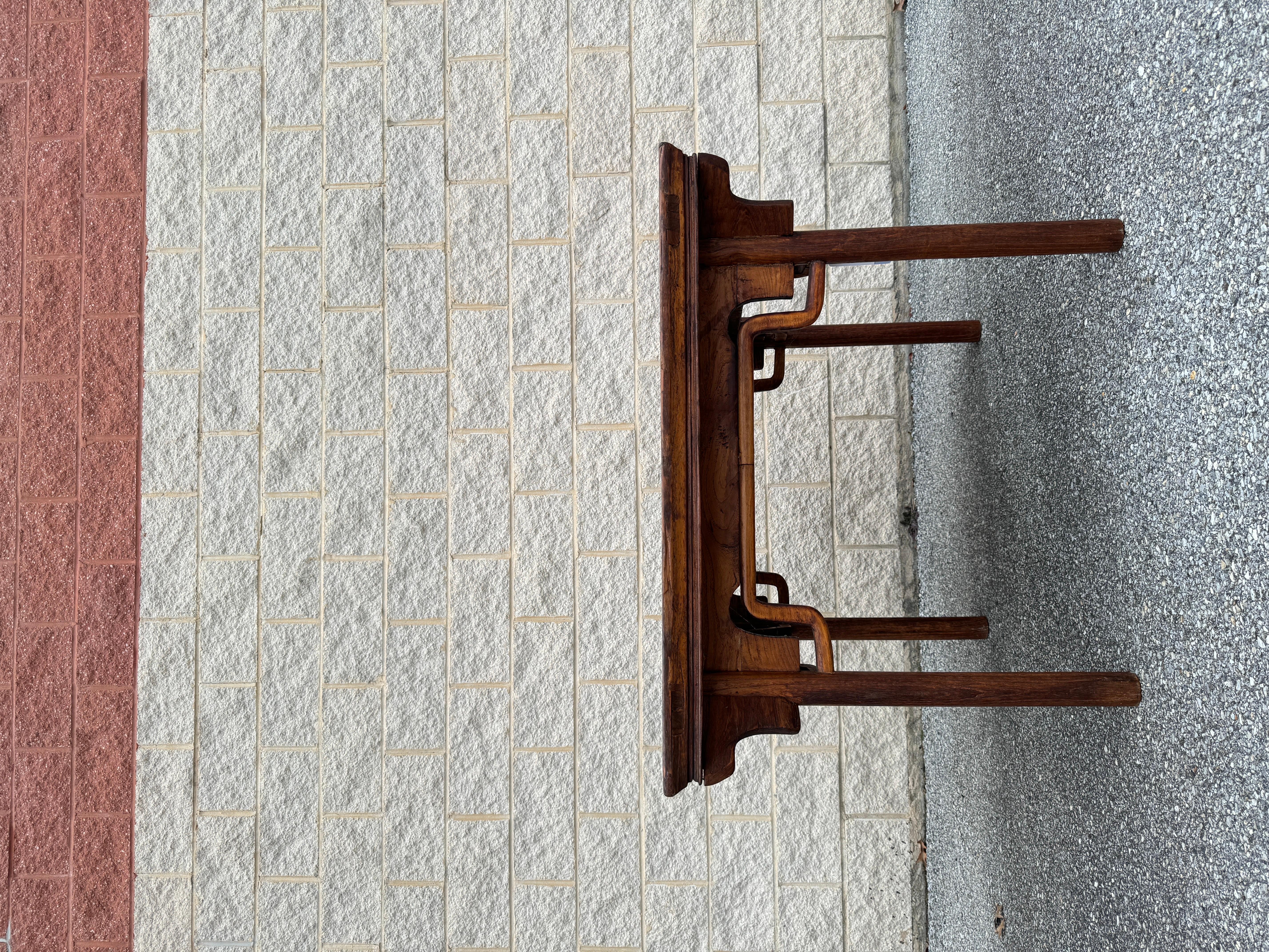 19th Century Vintage Chinese Elmwood Carved Game Table or Dining Table For Sale