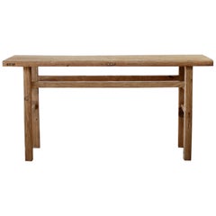 Vintage Elm Wood Console Table