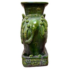 Vintage Chinese Emerald Green Elephant Garden Stool, 1970s Chinoiserie