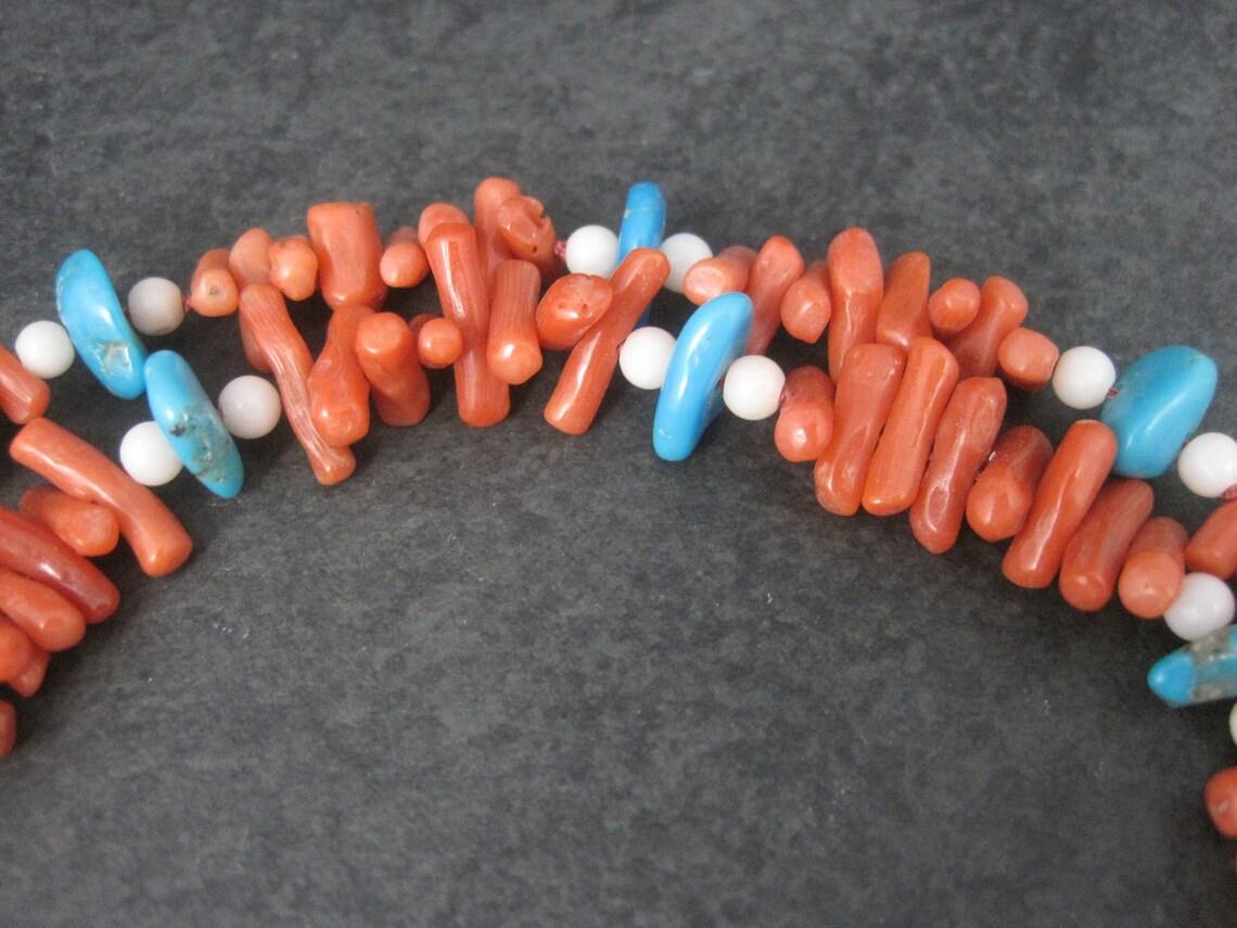 Vintage Chinese Export Coral Turquoise Necklace 30 Inches For Sale 4