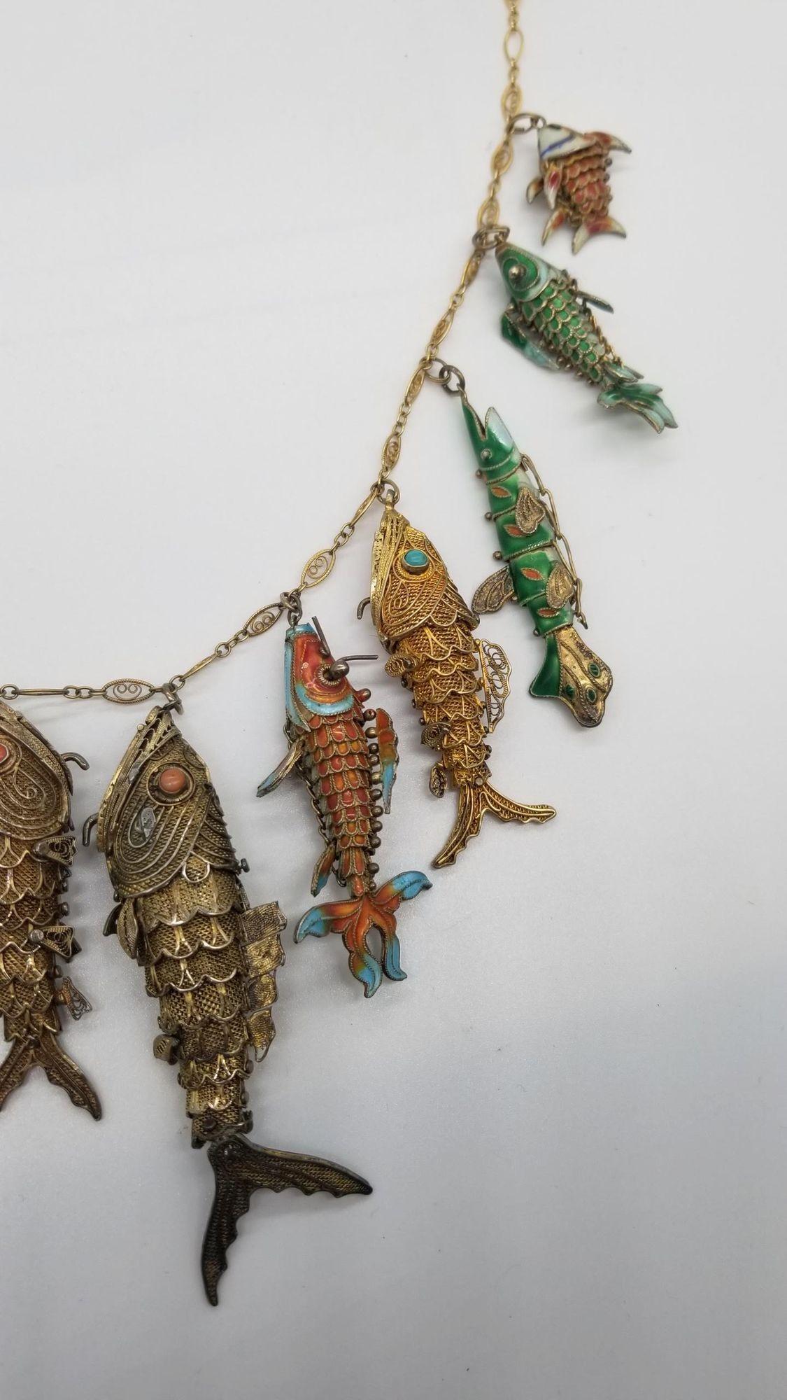 Vintage Chinese Export Koi Fish Necklace from the 1920s-1940 For Sale 1