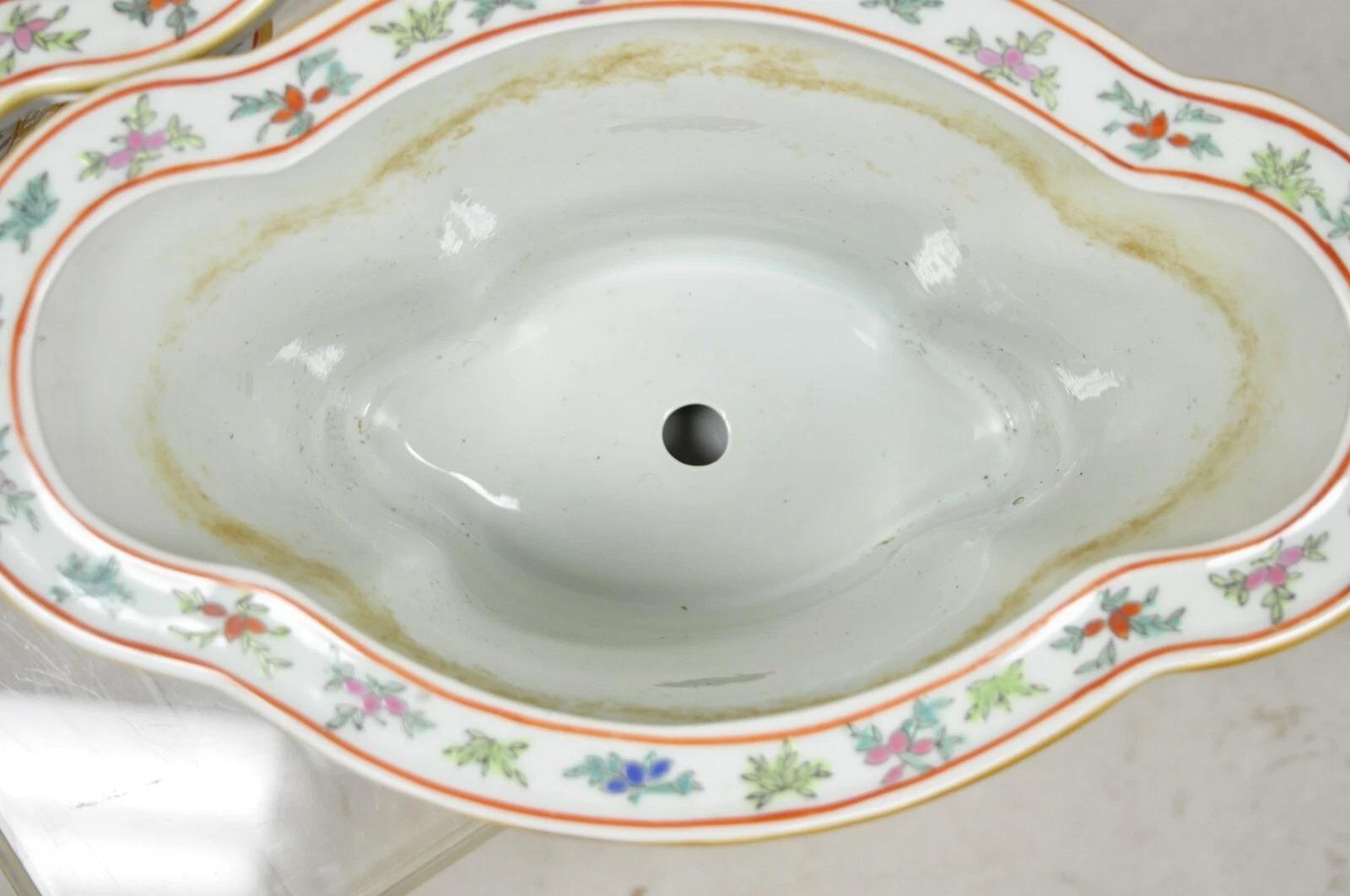 Par de macetas de porcelana china de exportación pintadas con pájaros en venta 4