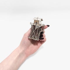 Modello d'argento d'esportazione cinese di torre di vedetta militare e soldato in argento