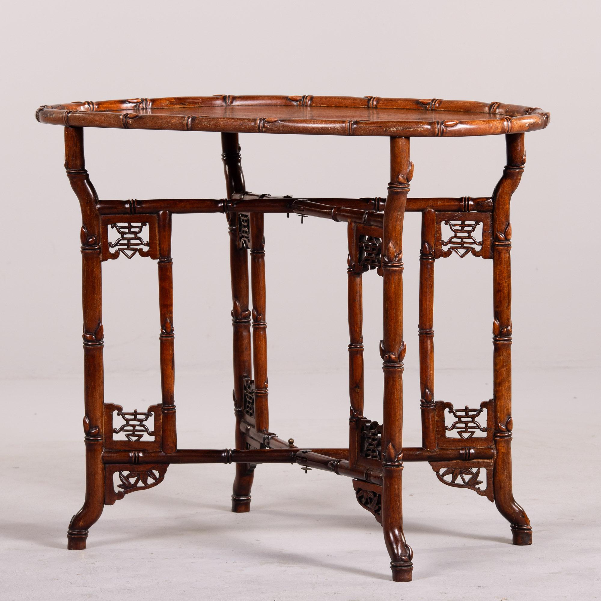 Vintage Chinese Export Tray Table with Faux Bamboo Base For Sale 4