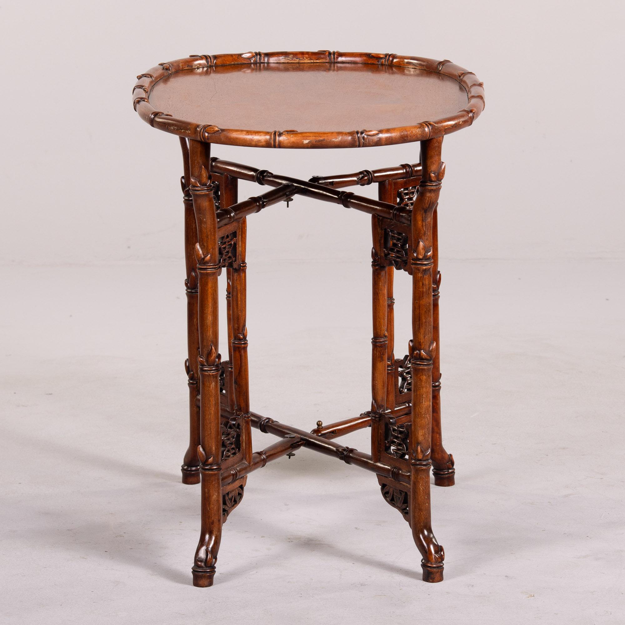 Vintage Chinese Export Tray Table with Faux Bamboo Base For Sale 6