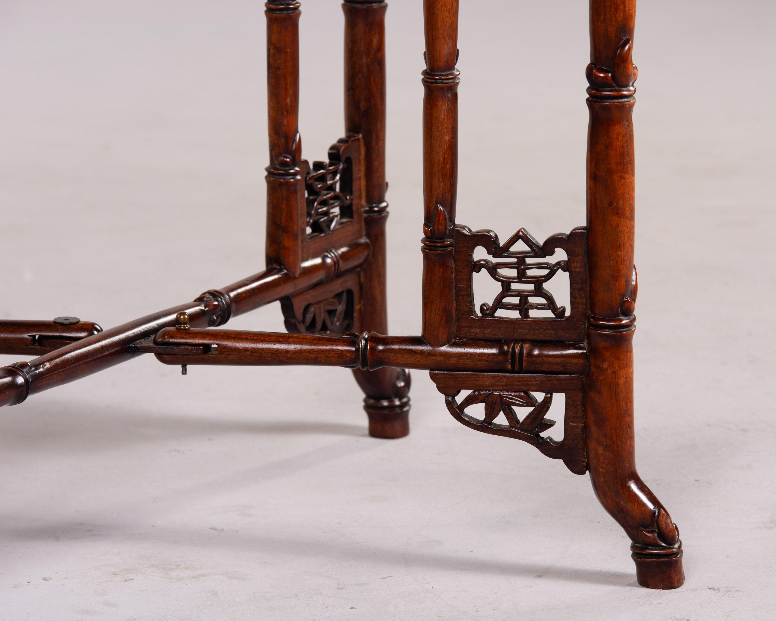 Wood Vintage Chinese Export Tray Table with Faux Bamboo Base For Sale