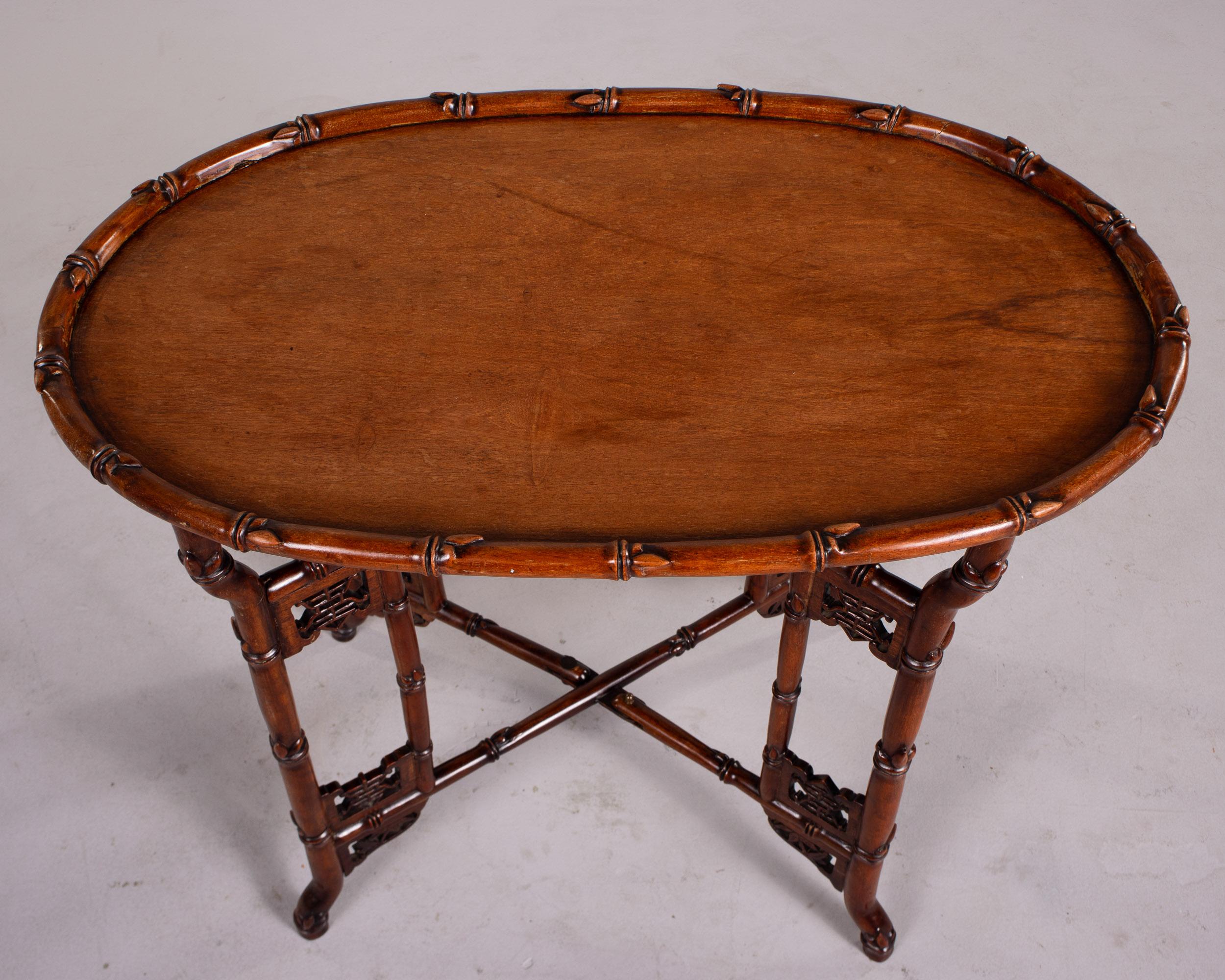 Vintage Chinese Export Tray Table with Faux Bamboo Base For Sale 1