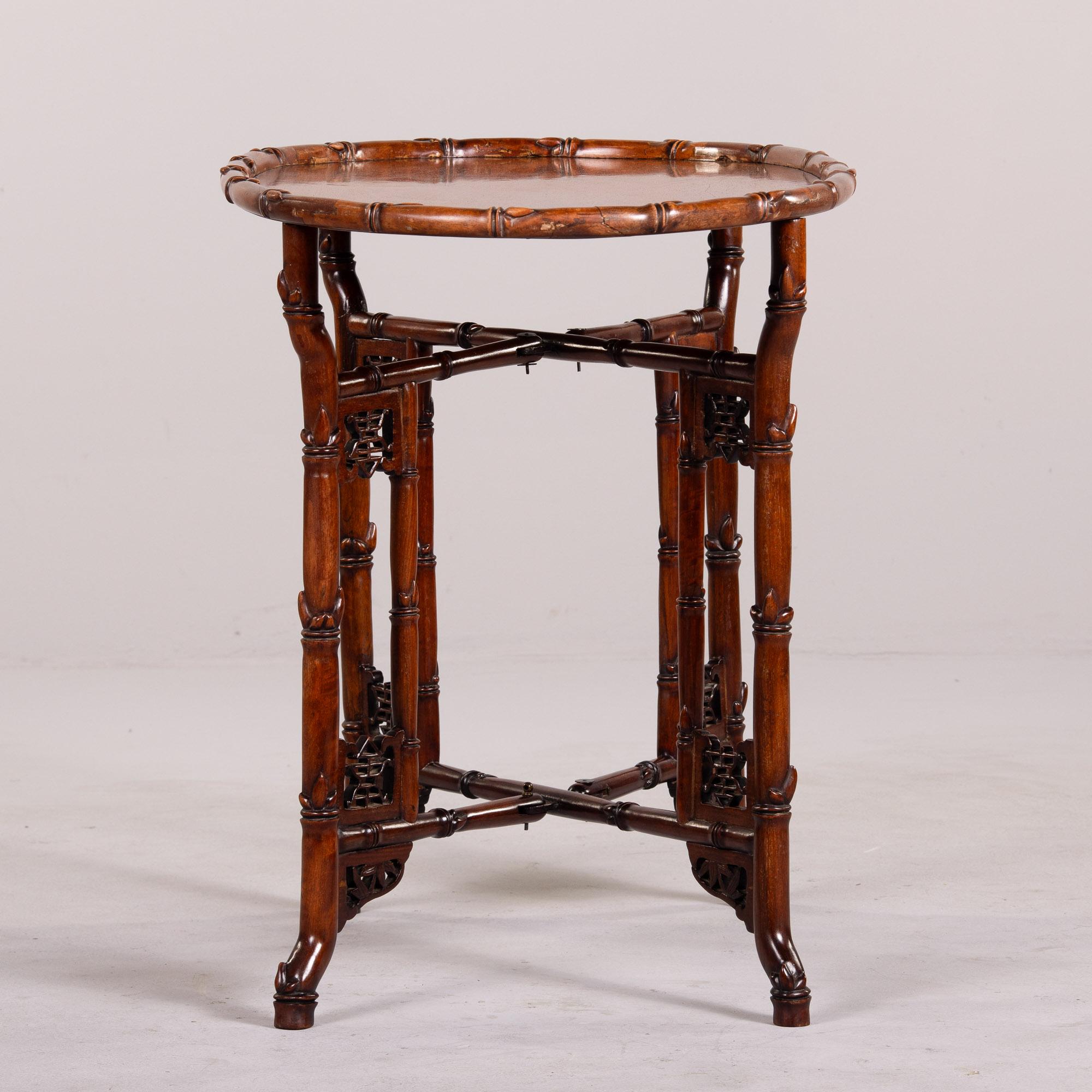 Vintage Chinese Export Tray Table with Faux Bamboo Base For Sale 3