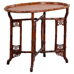Vintage Chinese Export Tray Table with Faux Bamboo Base