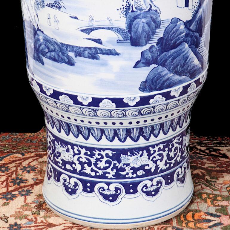 Pottery Vintage Chinese Extra-Large Blue and White 'Palace Vase' 