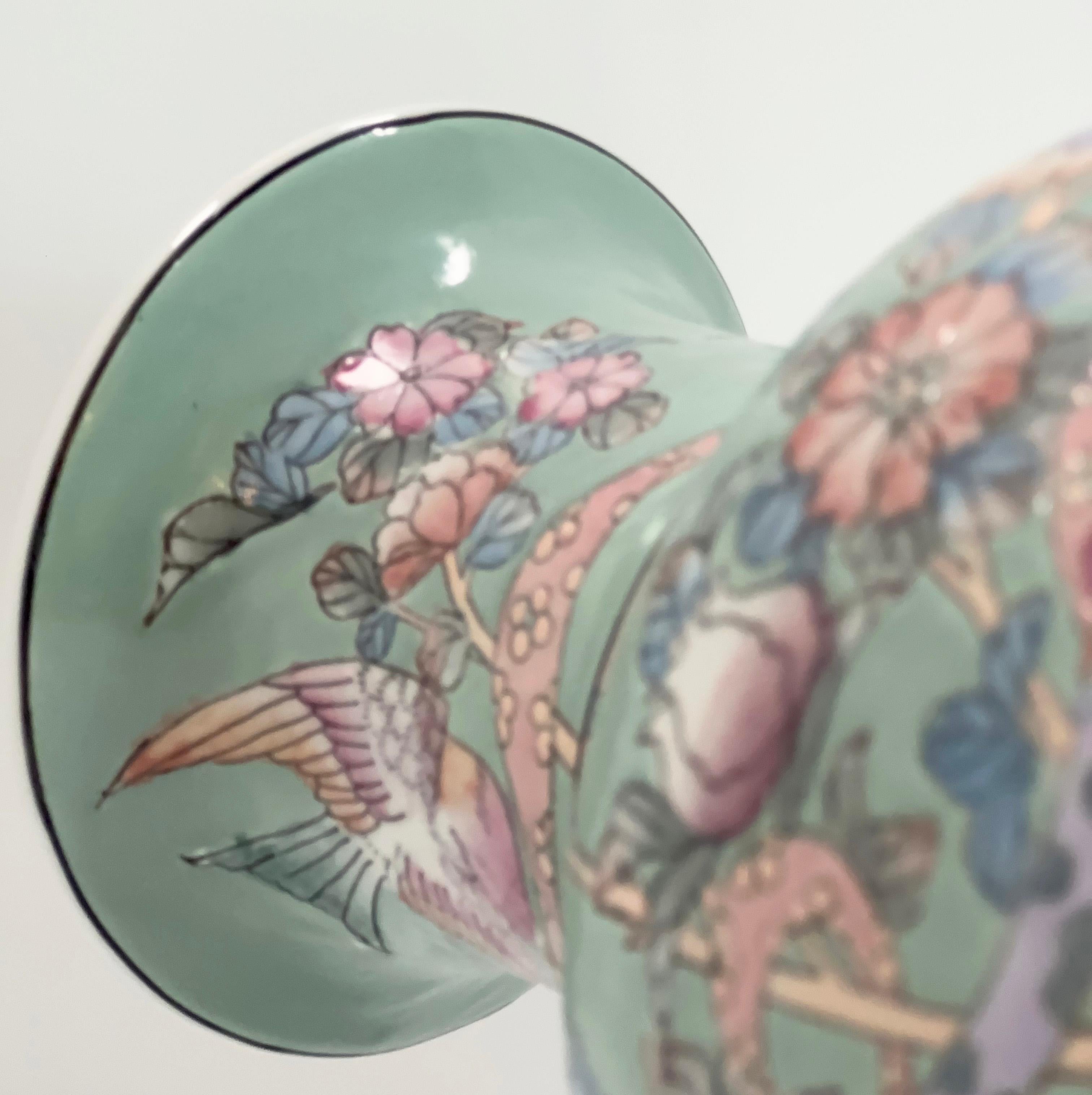 Vintage Porcelain Baluster Vase, Pastel Toned Famille Rose - Chinoiserie Style In Good Condition In Glasgow, GB