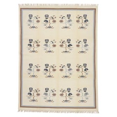 Vintage Chinese Floral Flatweave Carpet, 08'08 x 11'08
