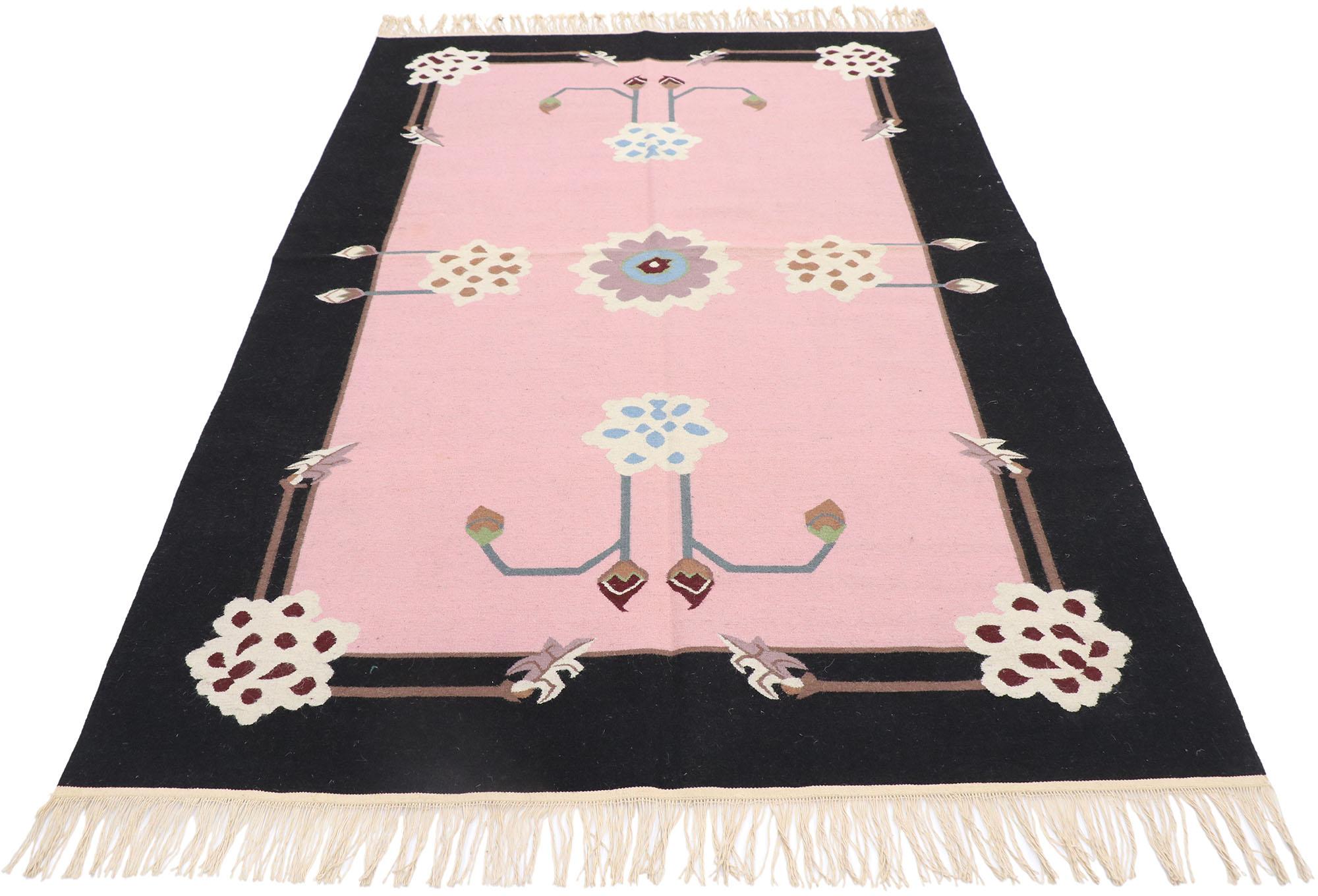 Chinese Export Vintage Chinese Floral Kilim Rug For Sale