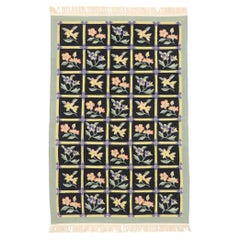 Vintage Chinese Floral Kilim Rug with English Country Cottage Style