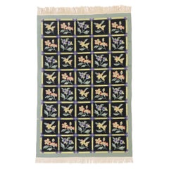Vintage Chinese Floral Kilim Rug with English Country Cottage Style
