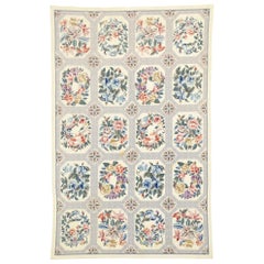 Vintage Chinese Floral Needlepoint Rug with French Country Style