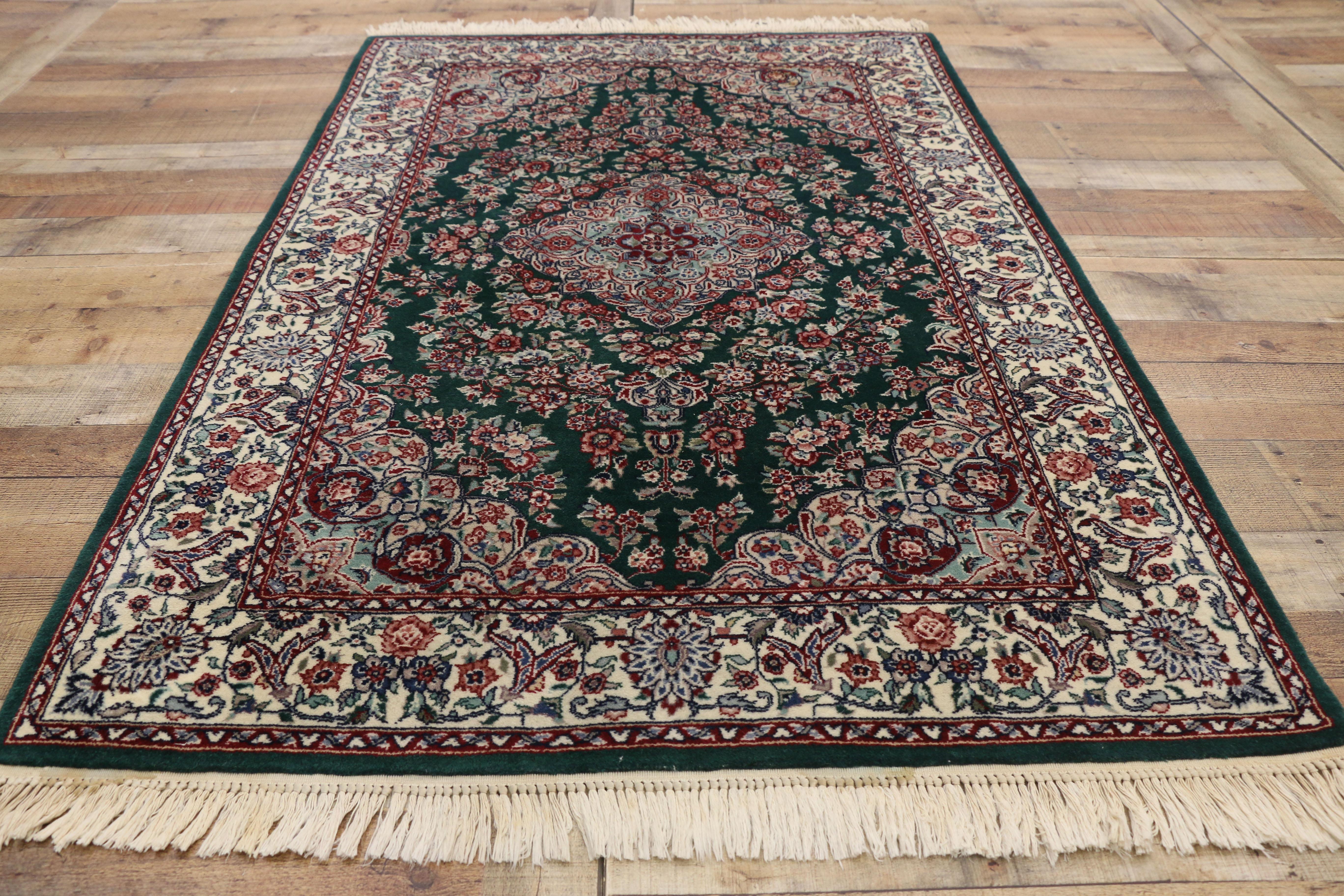 Wool Vintage Chinese Floral Rug with Persian Design and English Country Style For Sale