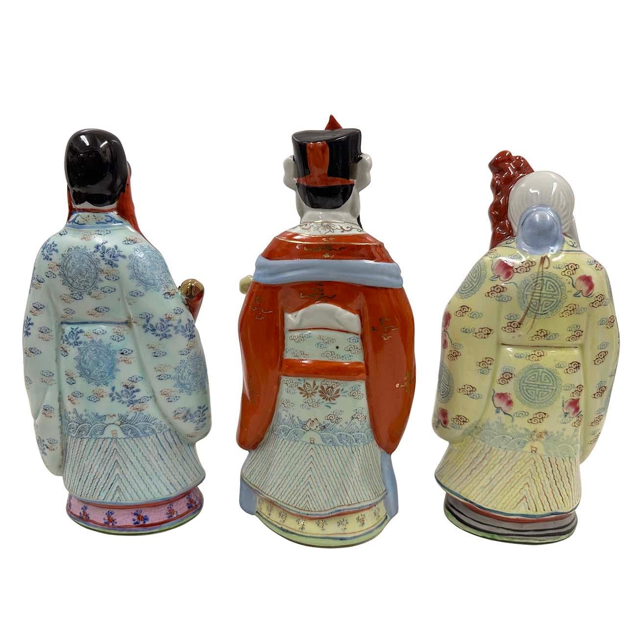 Vintage cinese Fu Lu Shou Feng Shui Trio di divinità statue in vendita 6
