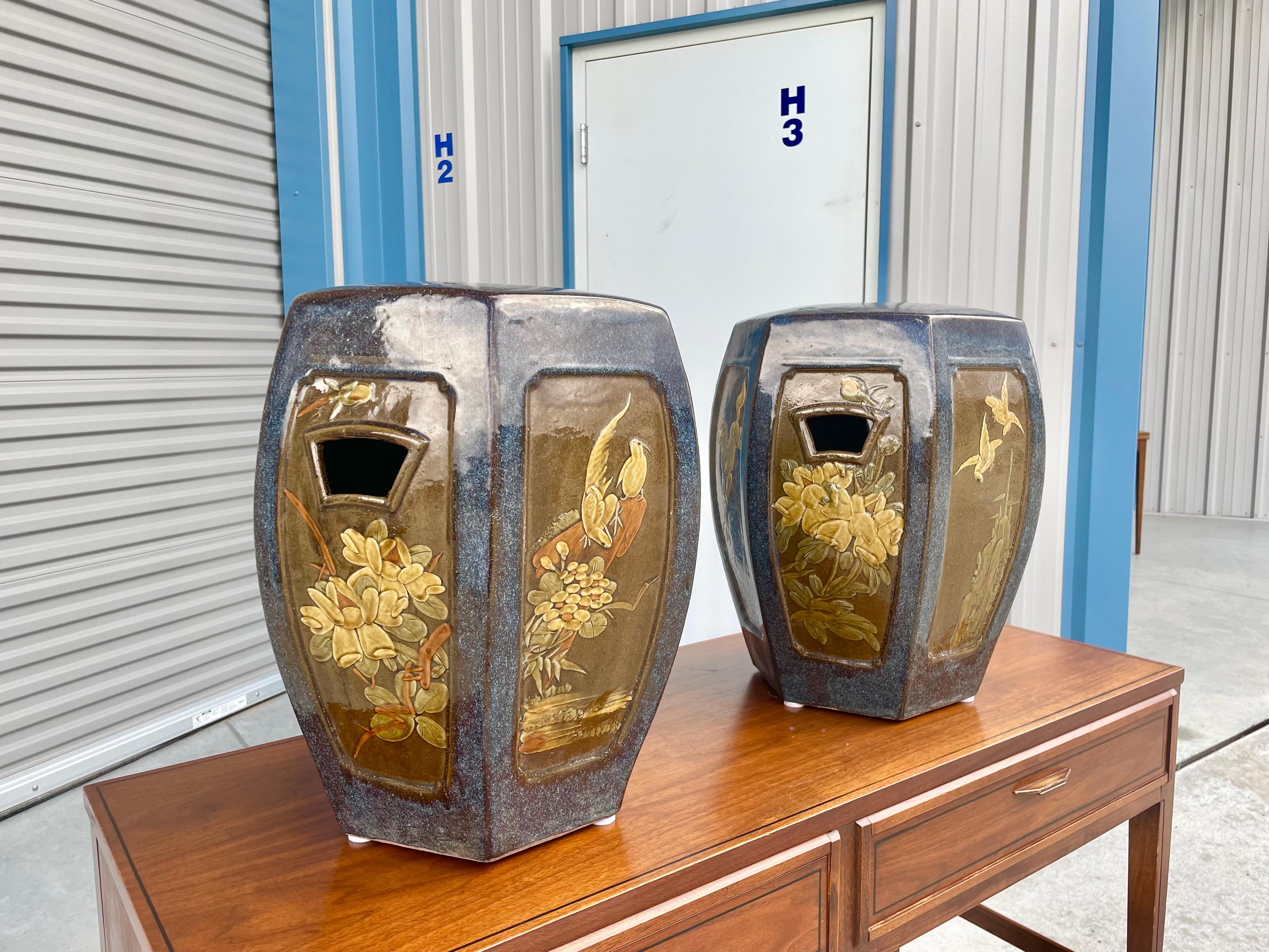 Vintage Chinese Garden Stools In Good Condition In North Hollywood, CA