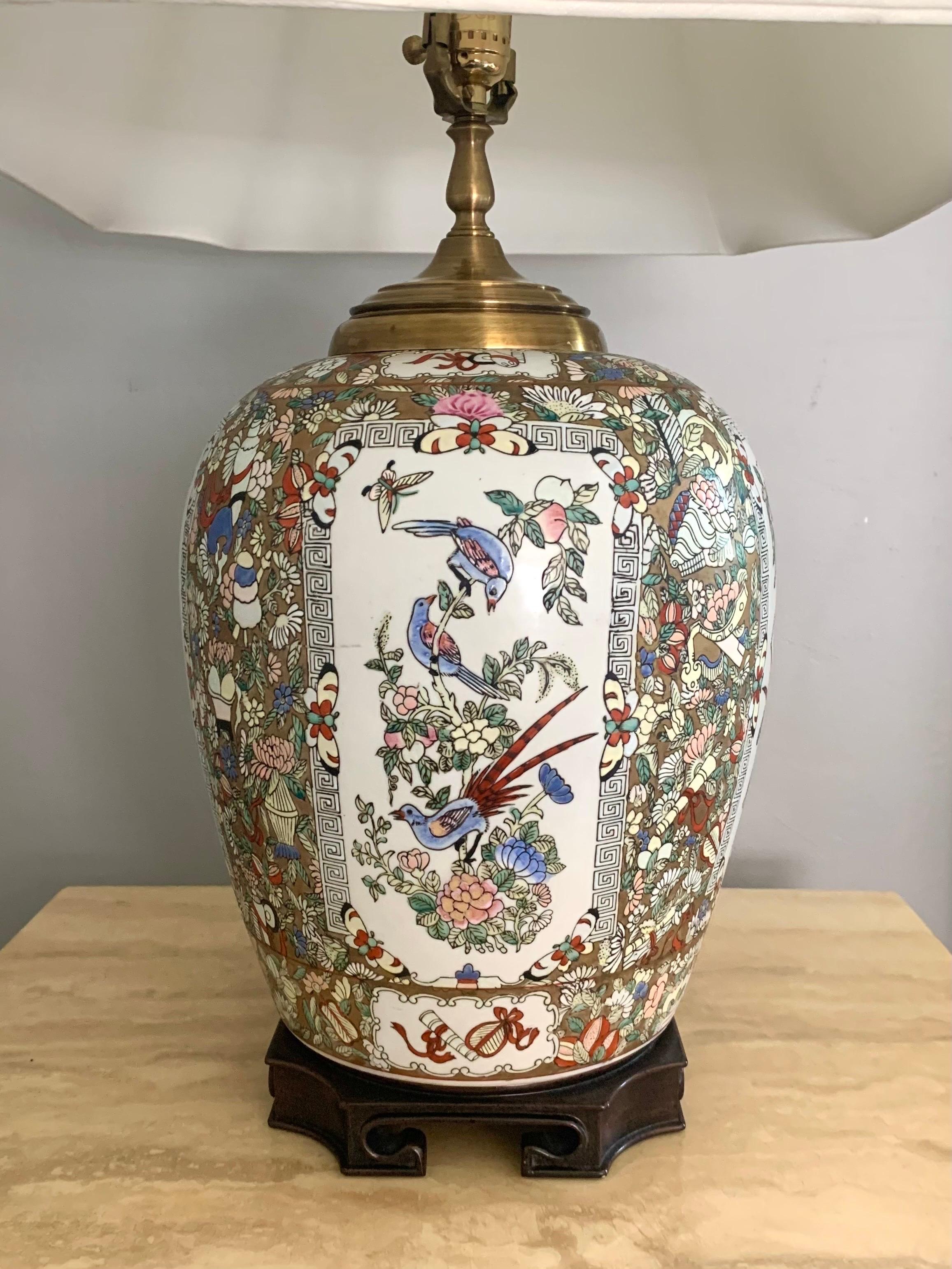 Chinese Export Vintage Chinese Ginger Jar Conversion Lamp For Sale