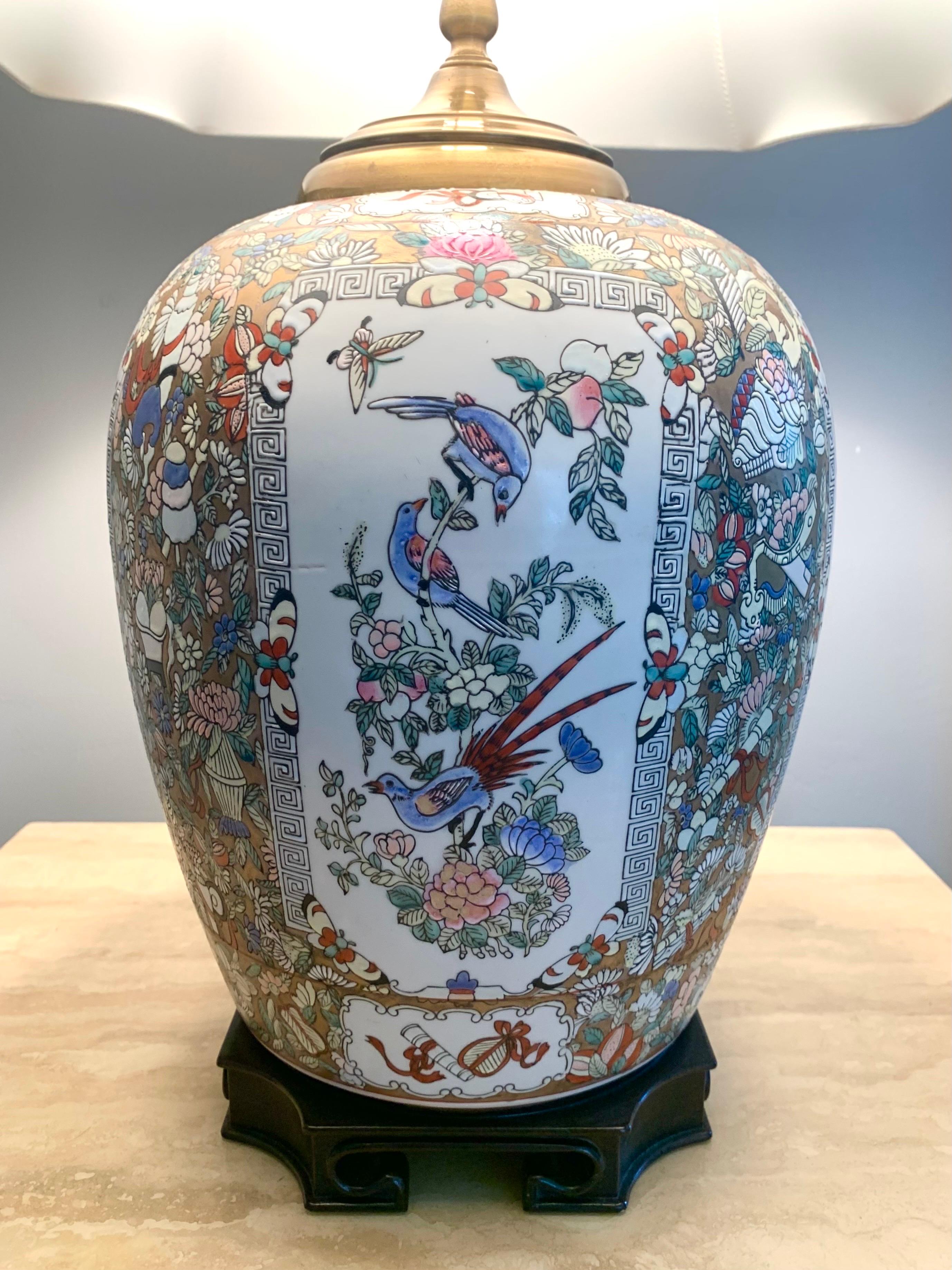 Vintage Chinese Ginger Jar Conversion Lamp In Good Condition For Sale In Boynton Beach, FL