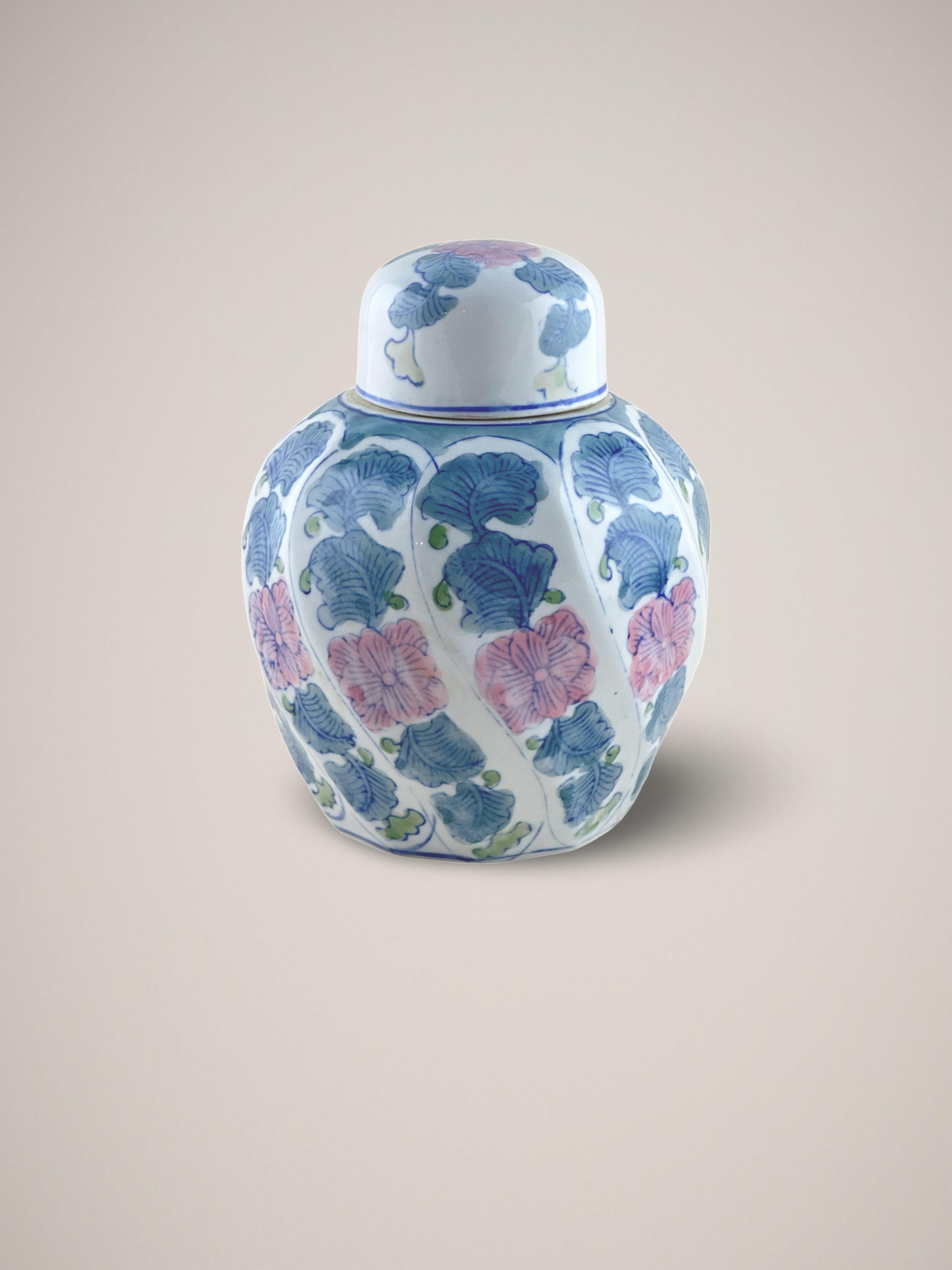 Hand-Painted Vintage Chinese Famille Rose Pastel Toned Ginger Jar For Sale
