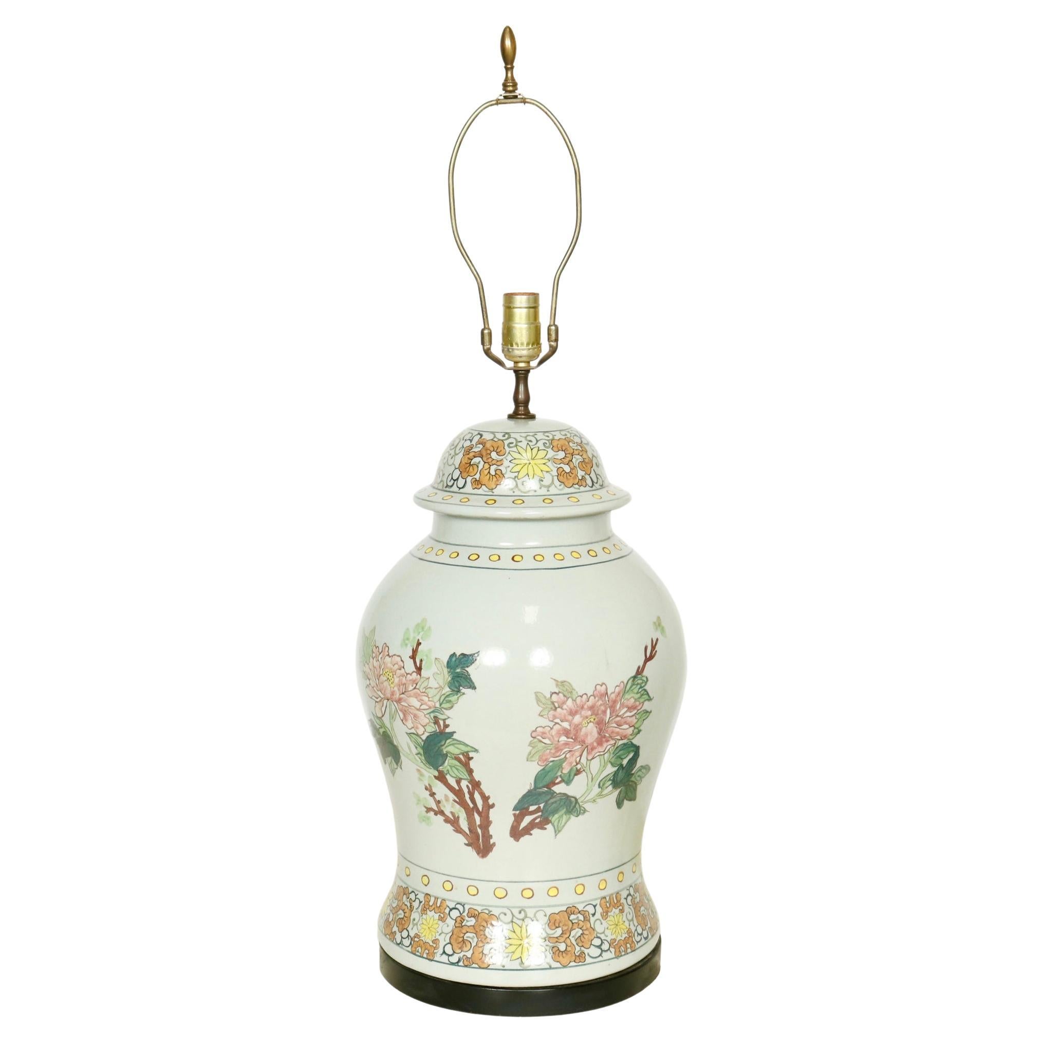 Vintage Chinese Ginger Jar Porcelain Table Lamp