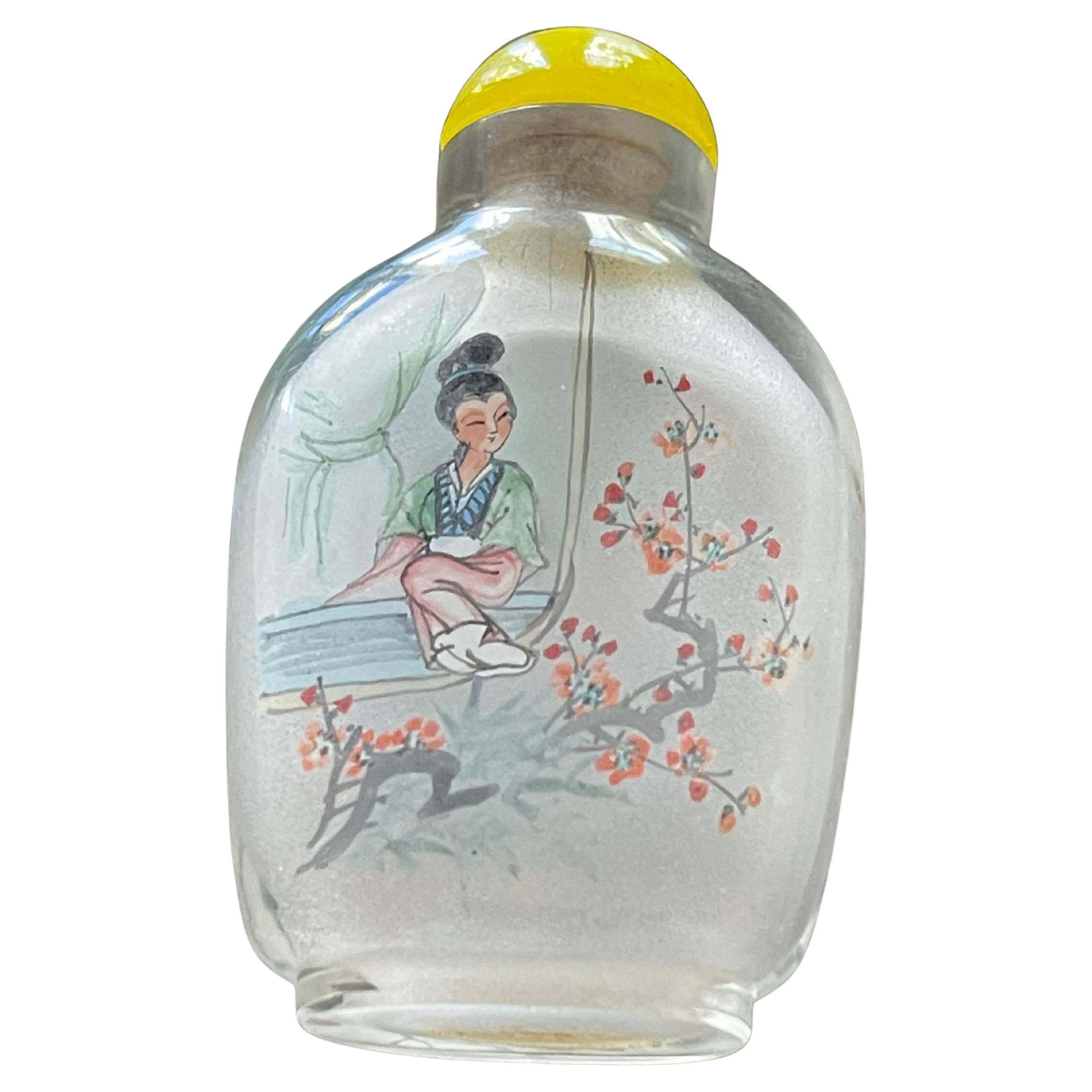 Pintura interior de frasco de perfume de cristal chino vintage