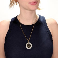 Vintage Chinese Gold & Jade 'Good Luck' (福) Pendant