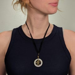 Vintage Chinese Gold & Jade 'Love' (愛) Pendant