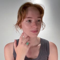 Vintage Chinese Green Carved Jade (Jadeite) Buddha & 14k Gold Dragon Ring