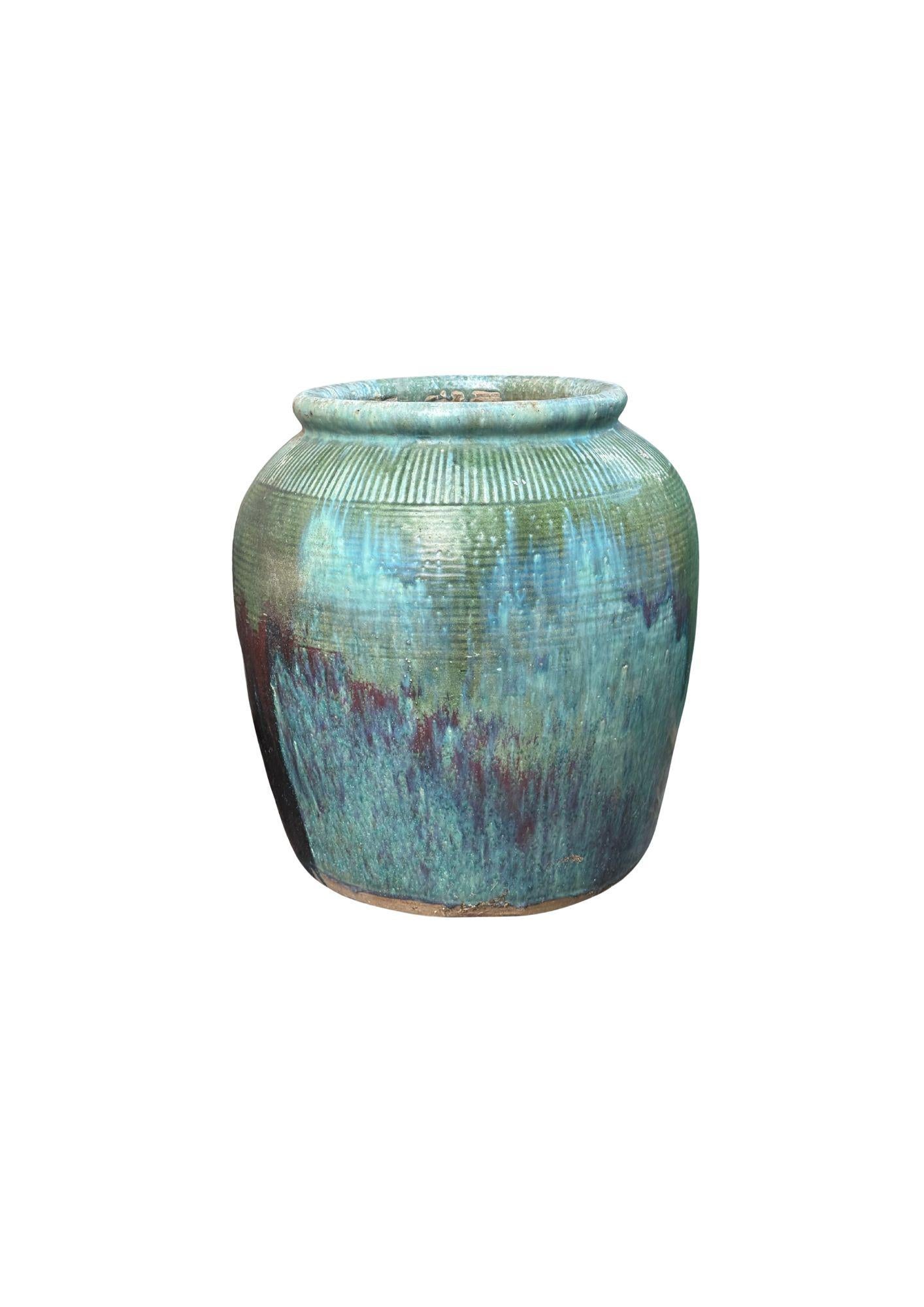 Vasetto di salsa di soia cinese d'epoca in ceramica smaltata verde in vendita 3