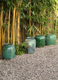 Vintage Chinese Green Glazed Ceramic Soy Sauce Jar