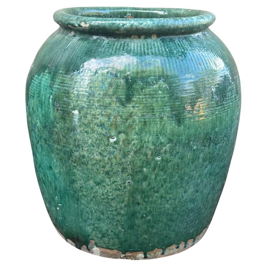 Vintage Chinese Grün glasierte Keramik Soja Sauce Jar