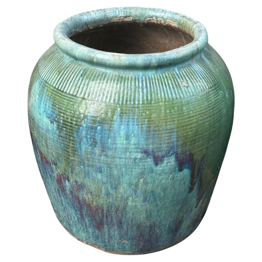 Vintage Chinese Grün glasierte Keramik Soja Sauce Jar