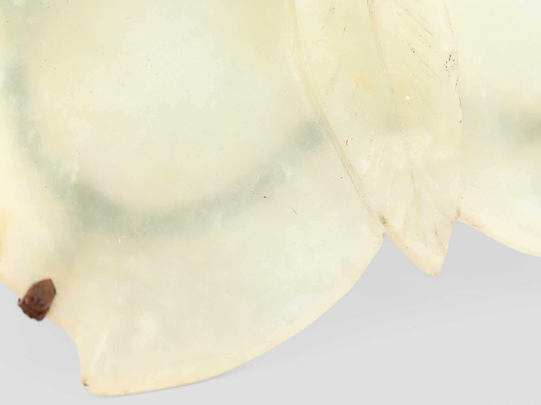 Vintage Chinese Green & Rose Quartz Carved Plum Dish or Vide Poche with Elephant For Sale 13