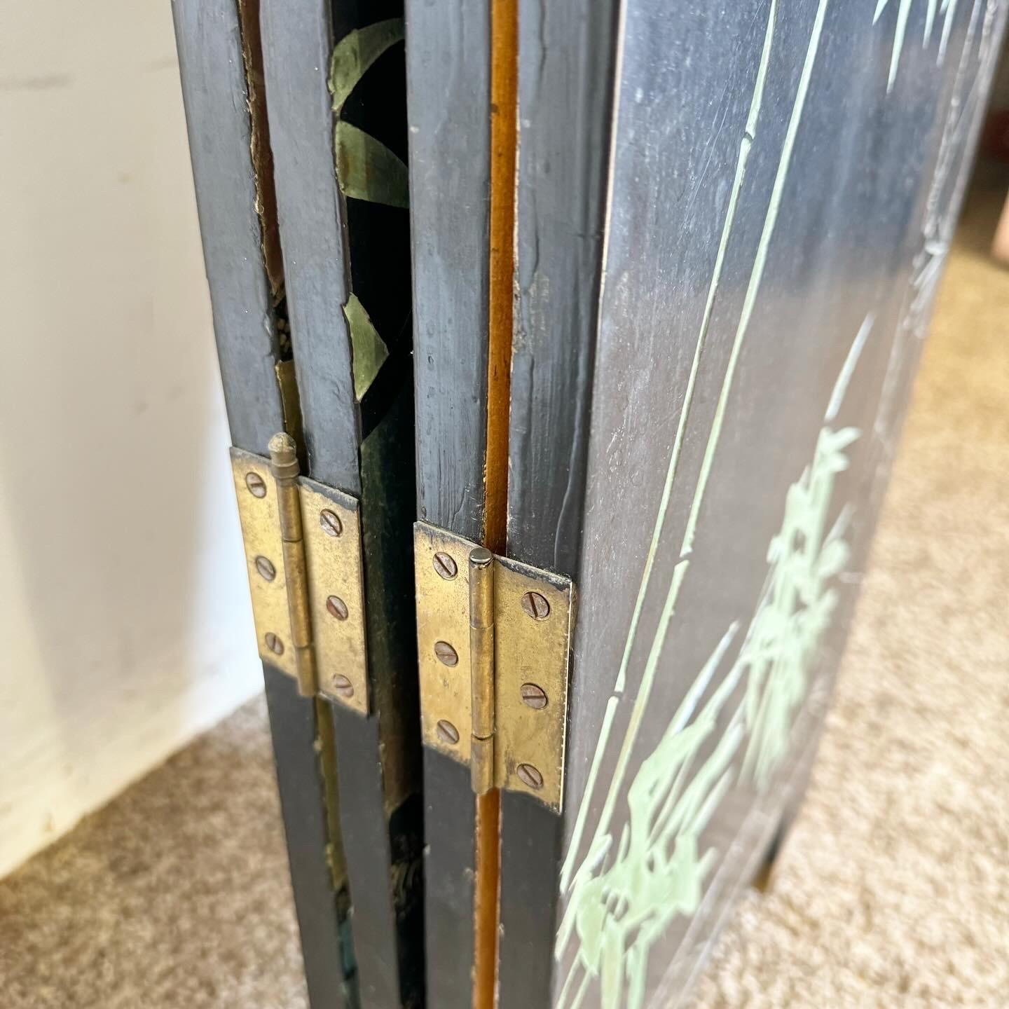 Late 20th Century Vintage Chinese Hand Carved and Painted Room Divider/Screen - 4 Panels For Sale