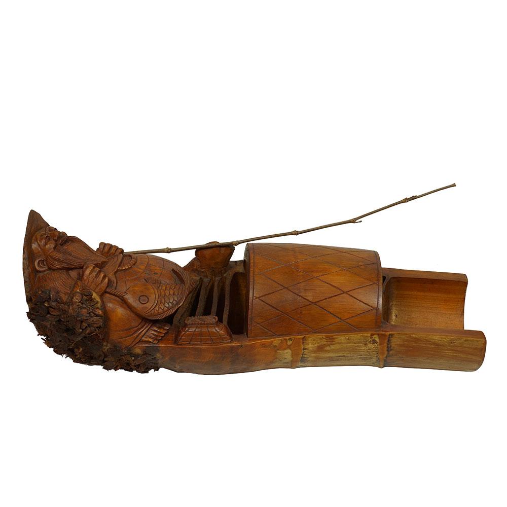 Bambù Scultura cinese d'epoca in bambù intagliato a mano di un uomo pesce in vendita