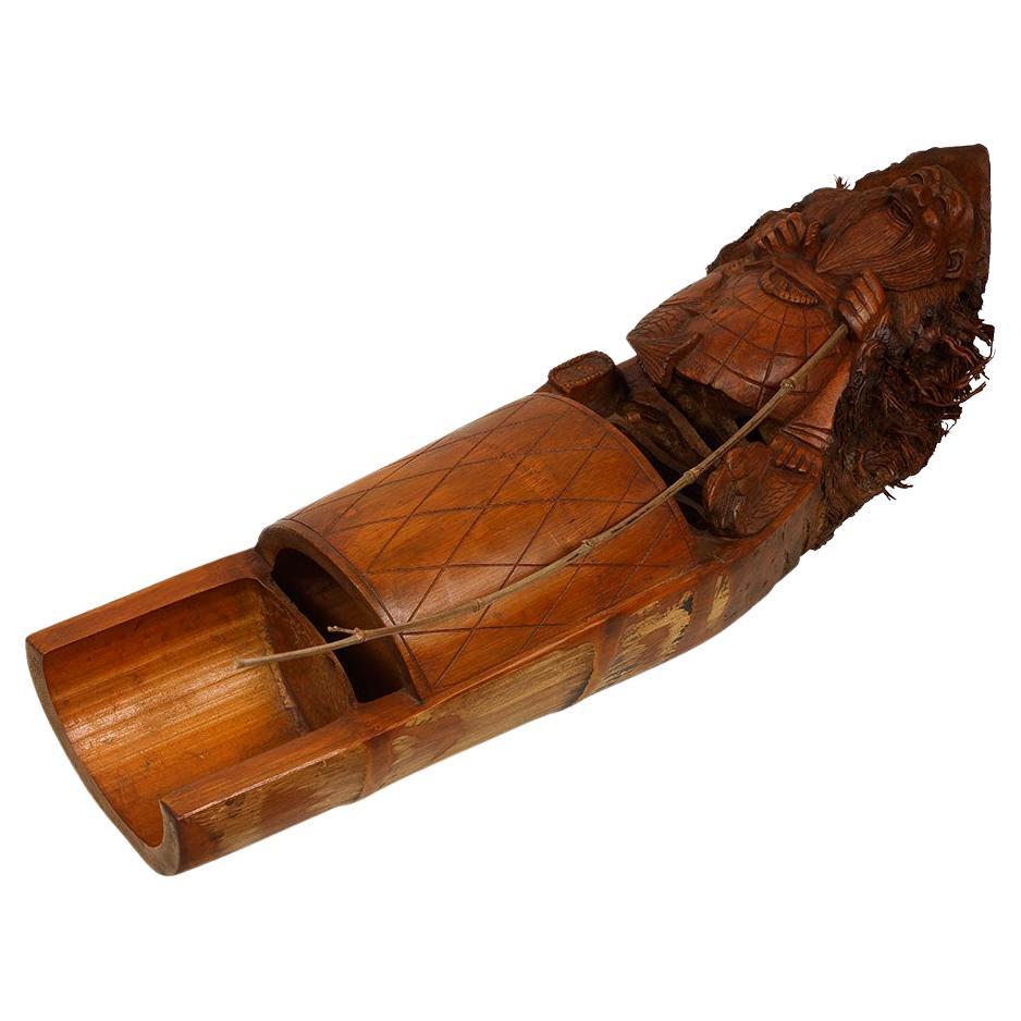 Scultura cinese d'epoca in bambù intagliato a mano di un uomo pesce in vendita