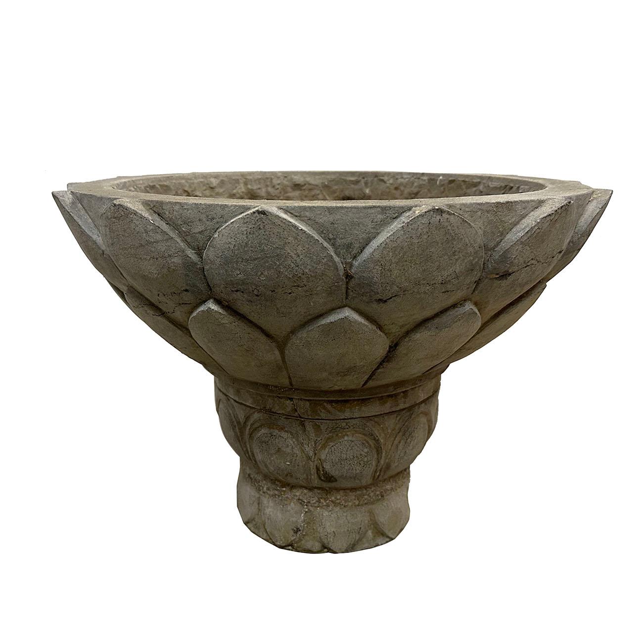 Vintage Chinese Hand Chiseled Stone Planter For Sale 2