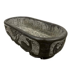 Vintage Hand Carved Chinese Stone Planter, Unique Garden Decor, 1950s