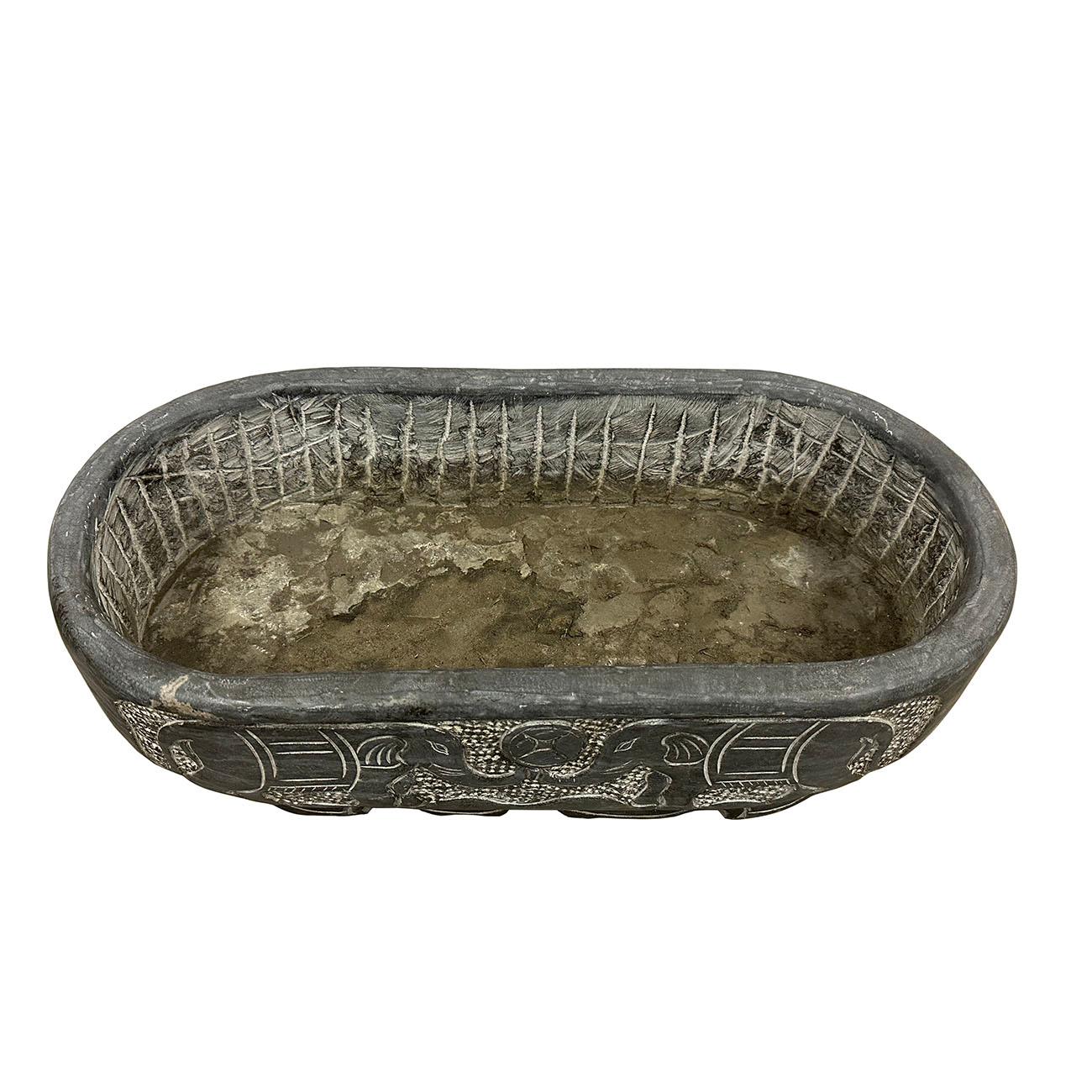 Chinese Export Vintage Chinese Hand Chiseled Stone Trough, Planter